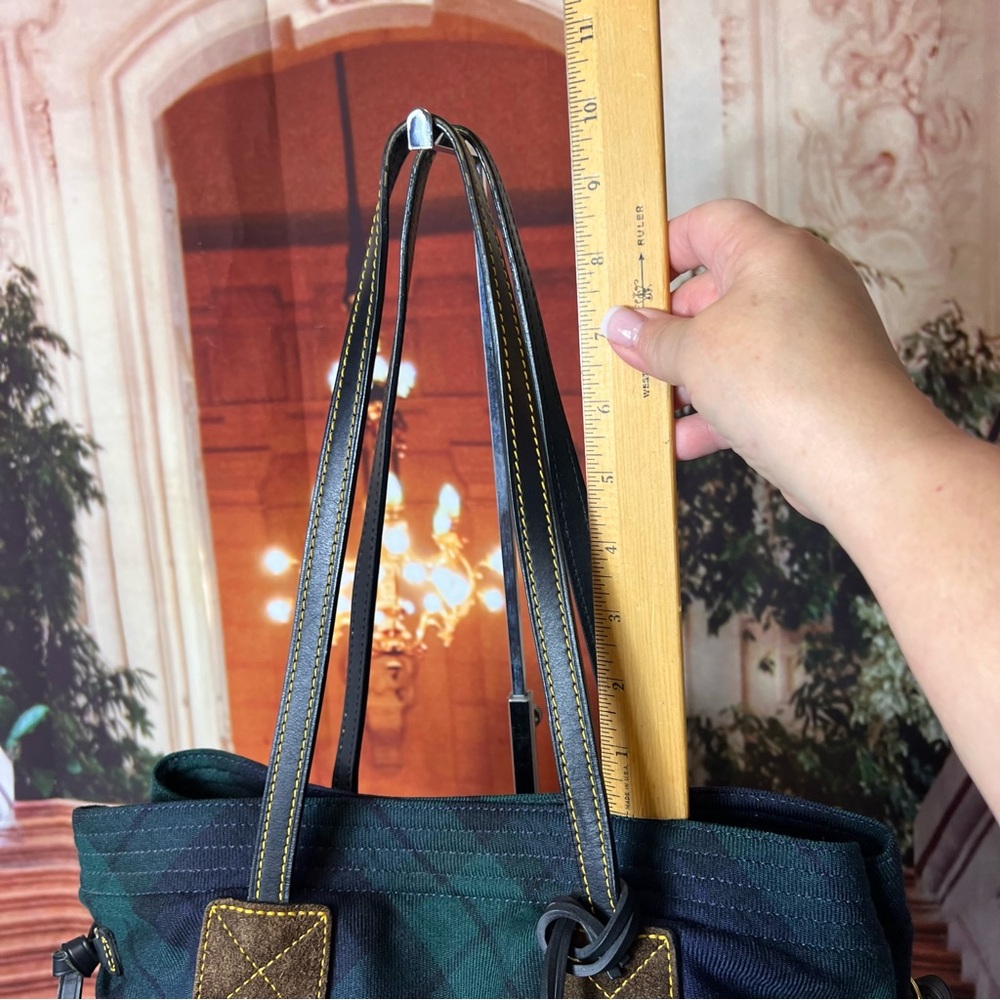 Dooney & Bourke Tartan Victoria tote bag with a green and black plaid, leather - Picture 16 of 16
